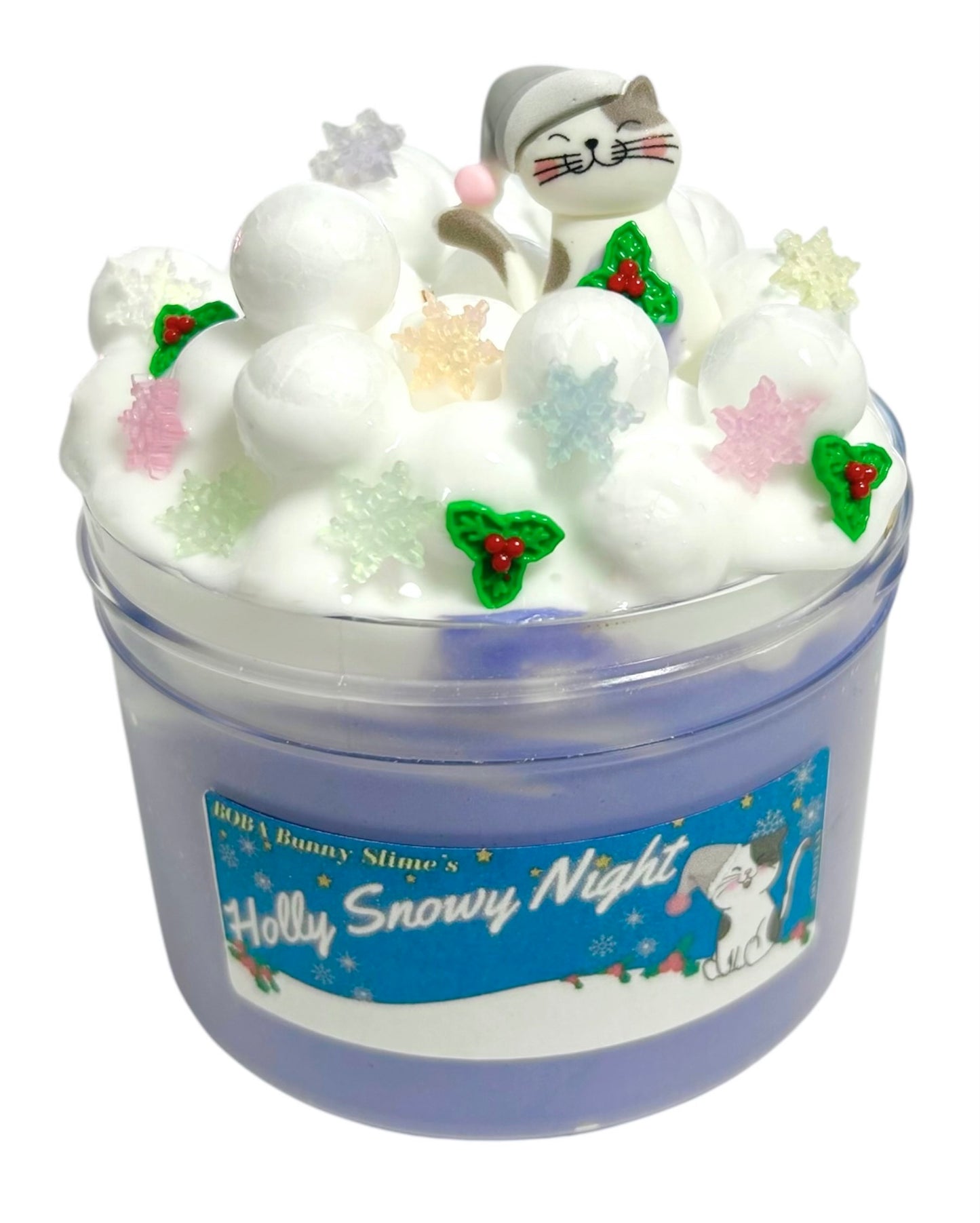 Holly Snowy Night - 8oz- thick and glossy slime