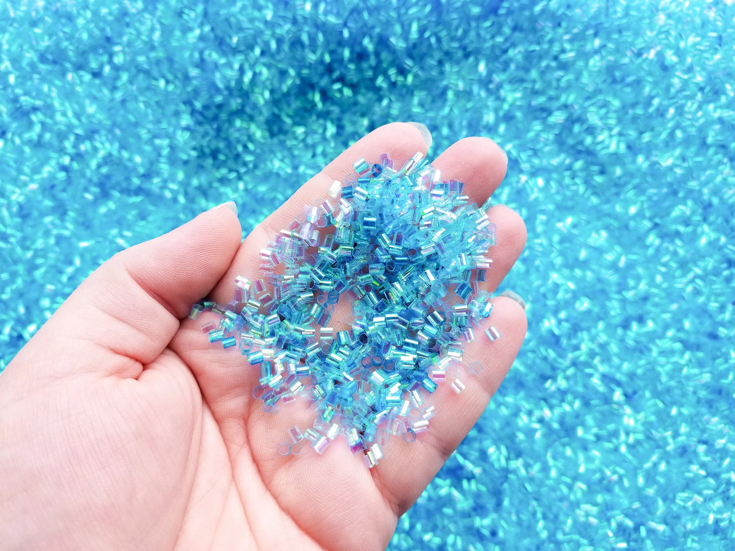 10G Crispy Bingsu Beads for slime. 3D Glitter Plastic Beads. - Blue